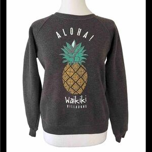 Billabong Aloha Waikiki Pineapple Gray Crew Neck Sweatshirt Medium